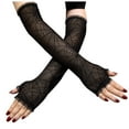 thumbnail image 2 of GILIGEGE Women's Floral Lace Gloves,Halloween Dress Up Fingerless Gloves,Spider Web,Gothic,Role Playing Accessories Uv Protection Lace Arm Sleeves,Hollow Out Long Fingerless Driving Gloves Black B, 2 of 3
