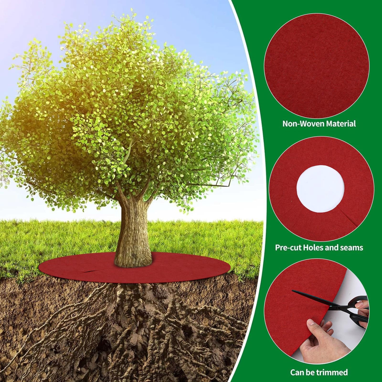 16 Pcs 32. 2 Inch Non Woven Tree Mulch Ring Round Tree Weed Barrier Mat Reusable Landscape Protector Base Barrier Fabric for Weed Root Protection
