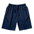 thumbnail image 5 of Xcmzpl Mens Mesh Athletic Shorts with Zipper Pockets Elastic Drawstring Gym Running Quick Dry Workout Shorts Navy M, 5 of 8