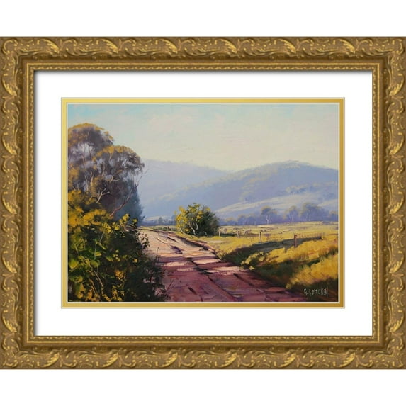 Gercken, Graham 14x11 Gold Ornate Wood Framed with Double Matting Museum Art Print Titled - Wicketty War Road