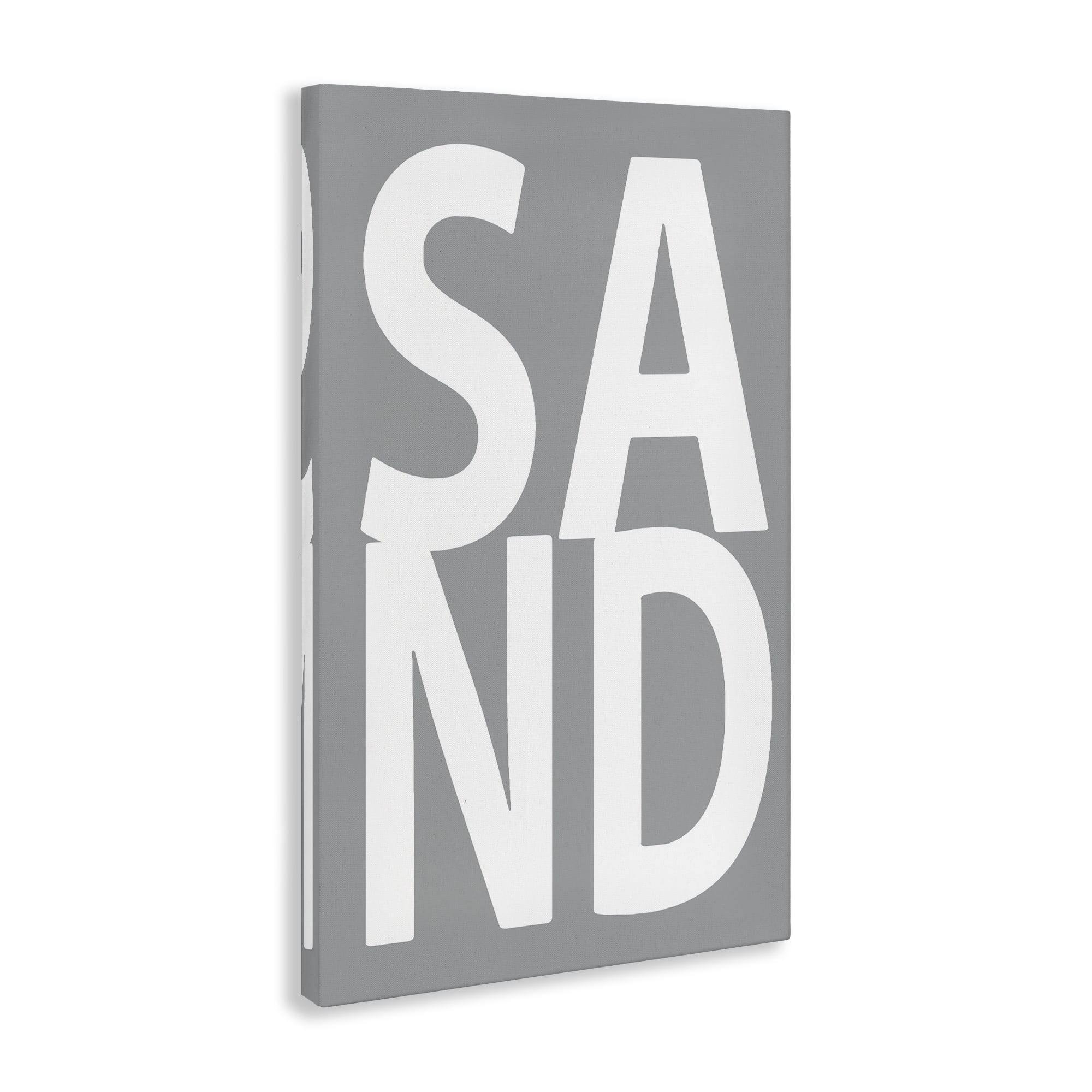 Stupell Industries Sand Word on Grey Typography Painting Gallery Wrapped Canvas Art Print Wall Art, 16 x 24