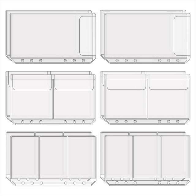 12 Unidades A6 con Bolsillos para Carpetas, Sobres para Efectivo, Organizador de Carpetas Transparentes, Fundas para Tarjetas Fotográficas, Tarjetas de Crédito y Dinero