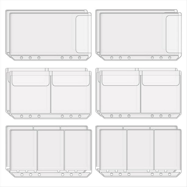 12 unidades. Bolsillos A6 para carpetas, sobres para dinero, carpeta organizadora transparente, sobres para tarjetas fotográficas, hojas para tarjetas de crédito, dinero