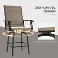 thumbnail image 3 of Outsunny Set of 2 Outdoor Swivel Bar Stools with Armrests, Bar Height Patio Chairs with Steel Frame for Balcony, Poolside, Backyard, Brown, 3 of 9