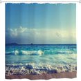 thumbnail image 1 of Cortinas de ducha CHAO de poliéster resistentes al agua con diseño de olas, 1 of 5