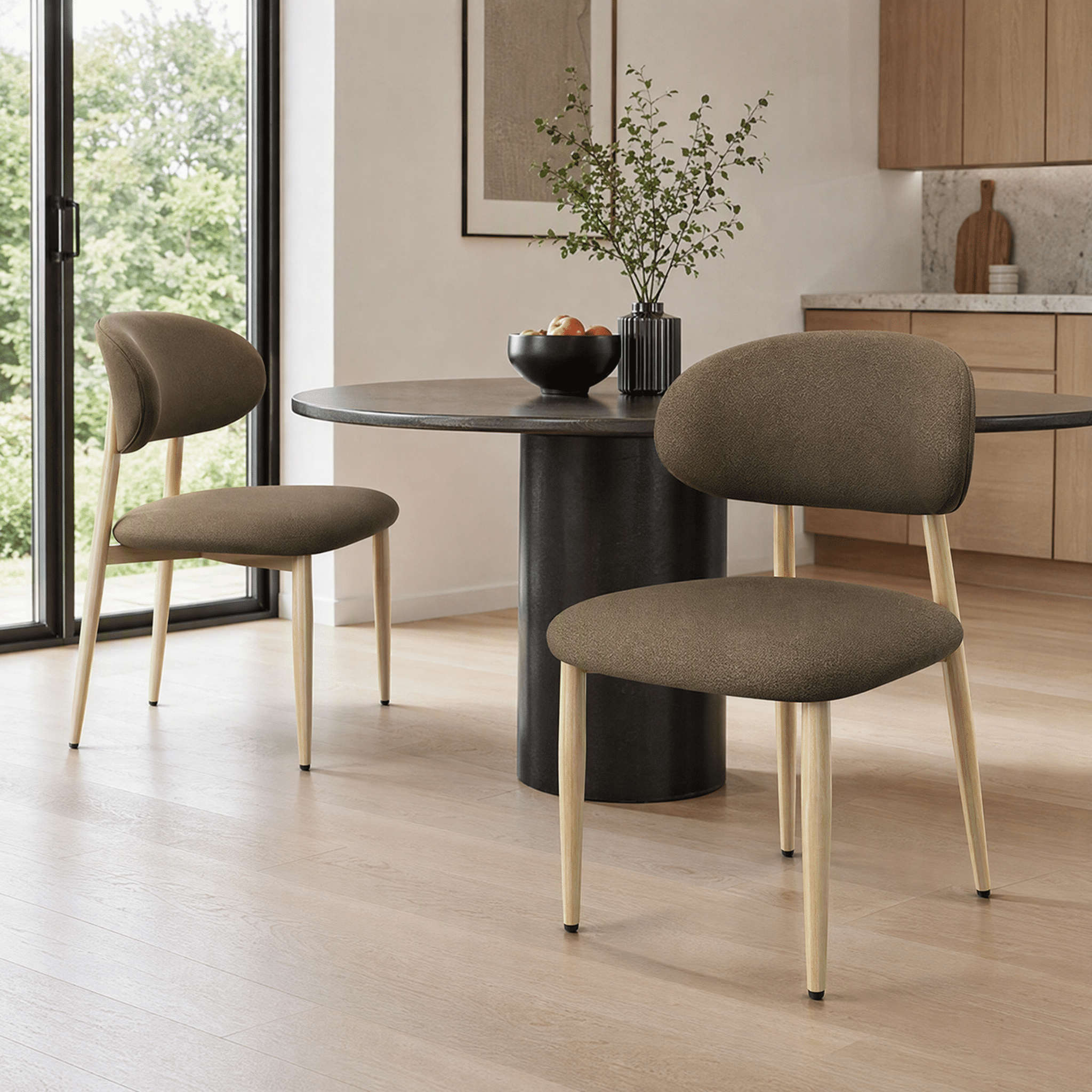 Modern Metal Dining Chair 20.87x22.44x30.71 Inch Upholstered Seat 300 lbs Capacity for Kitchen Dining Room