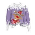 thumbnail image 4 of UngA Women's Christmas Sweatshirt Casual Christmas Tree Pullover Shirt Long Sleeve Christmas Vacation Party Clothes Top Women Sweatshirts (Purple,S), 4 of 6
