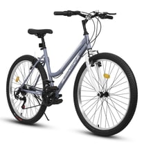 26 Inch Carbon Steel Frame Mountain Bike,21-Speed Dual V-Brake Silver grey