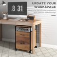 thumbnail image 3 of Rustic Brown & Black Industrial Filing Cabinet - 26.2" Tall, 2 Drawers, Open Shelf, Mobile Printer Stand for Home Office & Workspace Storage, 3 of 7