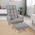 thumbnail image 4 of Costway Canapé Paresseux Fauteuil Dossier Réglable & Appui-Tête Salon W/pouf Gris, 4 of 10