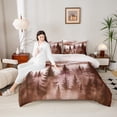 thumbnail image 4 of Homewish Natural Botanical Full Size Comforter Sets,Tropical Pine Tree Bedding Comforter Set,Brown White Bedding Sets For Adults,Microfiber Bedroom Decor Reversible,3pcs, 4 of 8