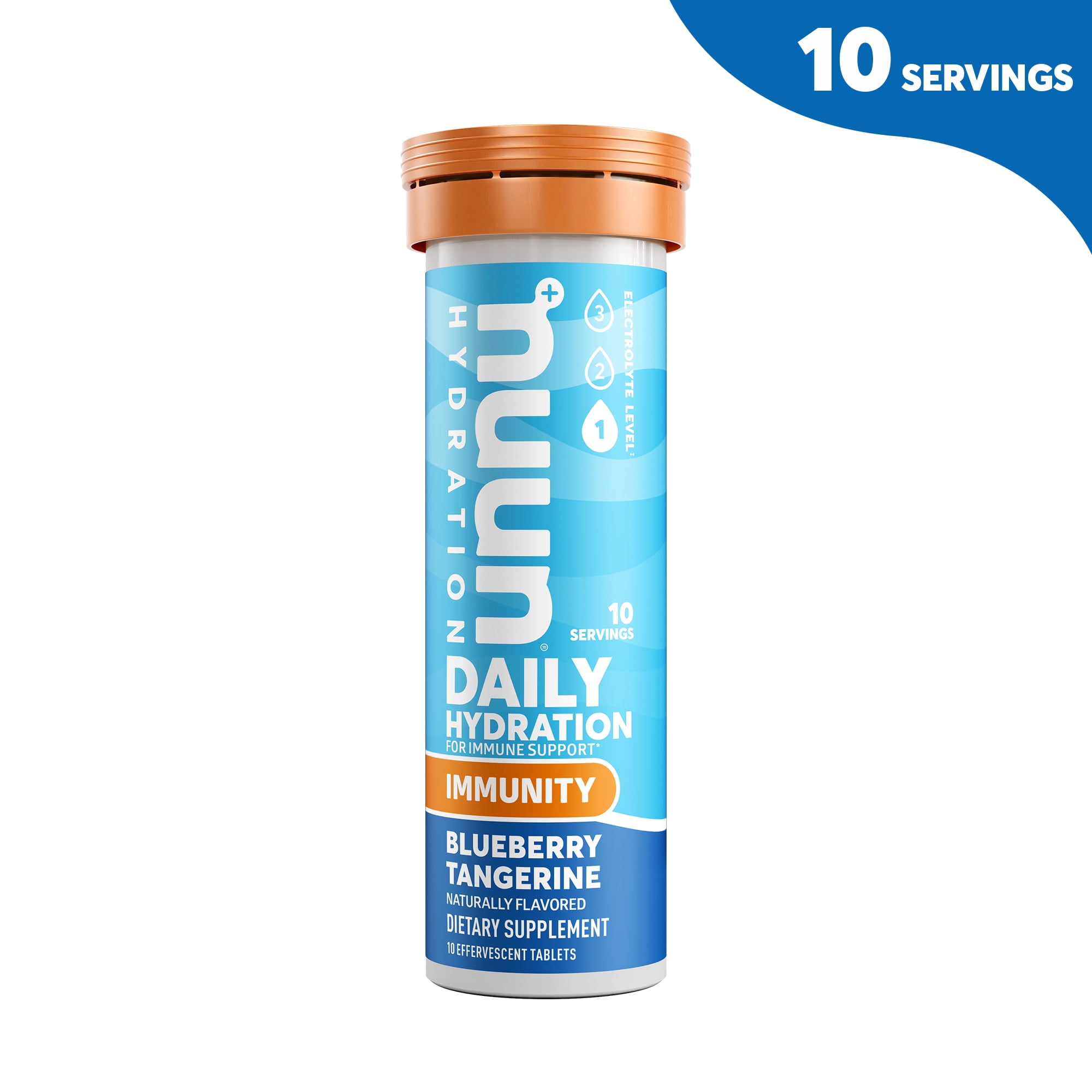 Nuun Immunity, Immune Support Electrolyte Drink Enhancer Blueberry Tangerine Tablets, 10 Count Tube