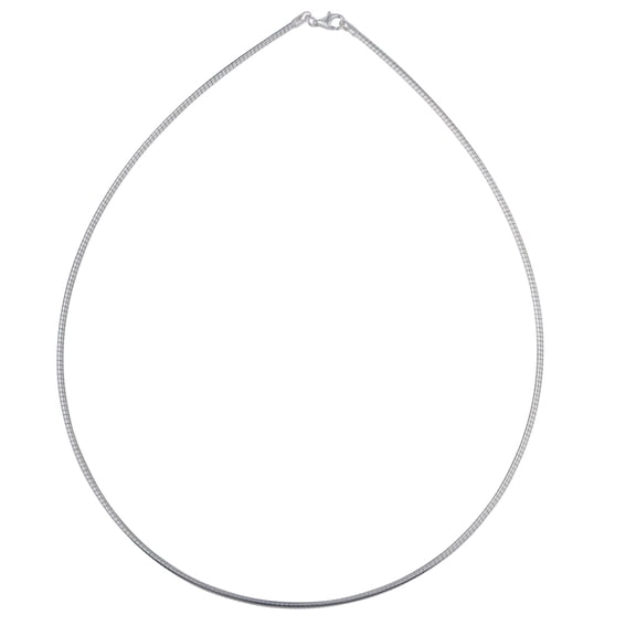 925 Sterling Silver, Round Omega Chain 2mm Necklace - Hypoallergenic and Tarnish Resistant - By Oliver & Navy