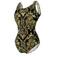 thumbnail image 6 of Baroque Floral Swimsuit Sexy Black And Gold One Piece Swimwear Push Up Bodysuit Stylish Holiday Swim Bathing Suit, 6 of 7