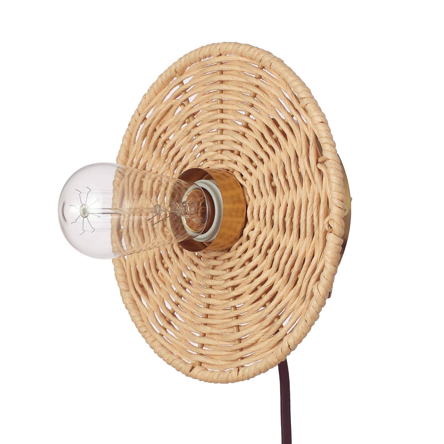 1-Light Plug-In or Hardwire Wall Sconce with Natural Twine Blackplate, 91004441