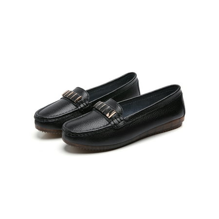 

Ritualay Womens Breathable Flats Comfort Slip On Loafers Driving Work Round Toe Moccasins Black 7.5