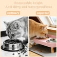 thumbnail image 2 of Elevated Cat Bowls with Food Mat, Splash Proof Anti Vomiting Raised Cat Food and Water Bowl Set, 2 Stainless Steel Dishes for Cats and Puppy, Pet Bowl for Indoor Cats White, 2 of 6