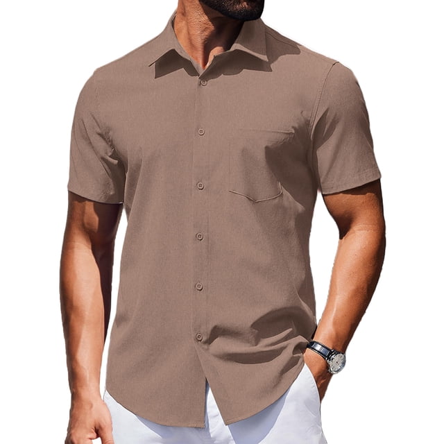 Camisa COOFANDY casual con botones de manga corta para hombre