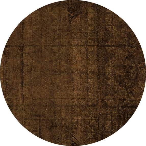Ahgly Company Indoor Round Abstract Orange Modern Area Rugs, 8' Round