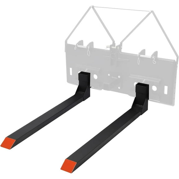 Pinypikaka 48'' Skid Steer Pallet Forks Compatible for 1/2" Skid Steer Mount Plate with 4000lbs Capacity, Universal Skid Steer Quick Tach Loader Plate Accessory (Only Forks)
