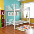 thumbnail image 2 of IVV Twin Over Twin Metal Bunk Bed Frame with Ladder and Safety Rails, Under-Bed Storage Space, White, 2 of 9