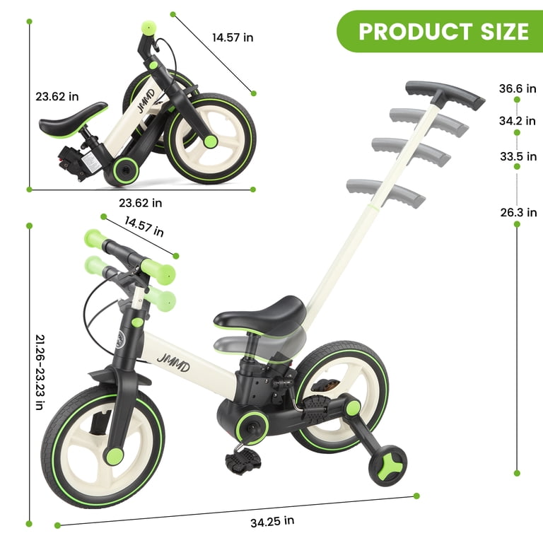 JMMD 6-in-1 Toddler Bike for Ages 18-60 Months, Foldable Balance