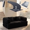 thumbnail image 3 of JERFIT Modular Floor Sofa Bed with Pillow, 2-Seater Convertible Sleeper Couch for Living Room & Bedroom, Black Corduroy Fabric, No Assembly Required, 3 of 9
