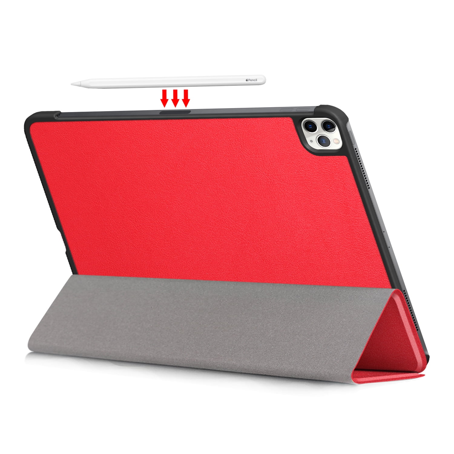 Allytech iPad Pro 11 2020 Case 2nd Generation, Slim Lightweight [Support Apple Pencil Charging] Auto Sleep Wake Trifold Stand Protective Smart Cover Case for Apple iPad Pro 11 Inch 2020 - Red