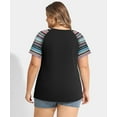 thumbnail image 5 of CASSIE LIZ Plus Size Womens Tops 4X Summer Crew Neck Shirts Blue Fashion Short Sleeve Tee Loose Fit Colorful Striped Raglan Tunics Spring Blouses Casual Pullovers 4XL 24W 26W, 5 of 5
