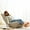 Gray + Metal + Linen, variant on 4-Position Adjustable Floor Chair, Foldable Japanese Tatami Lazy Sofa for Gaming