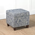 thumbnail image 2 of HomePop Cole Pouf de Rangement Carré Transitionnel en Bois et Tissu, Bleu, 2 of 6