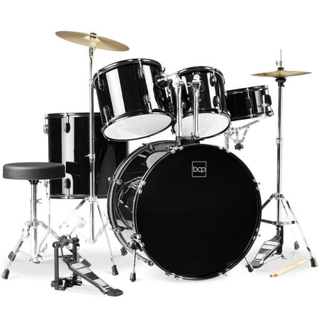 Best Choice Products 5-Piece Beginner Drum Set w/ Snare, Bass, Toms, Cymbal, Hi-Hat, Sticks, Drum Pedal - Black