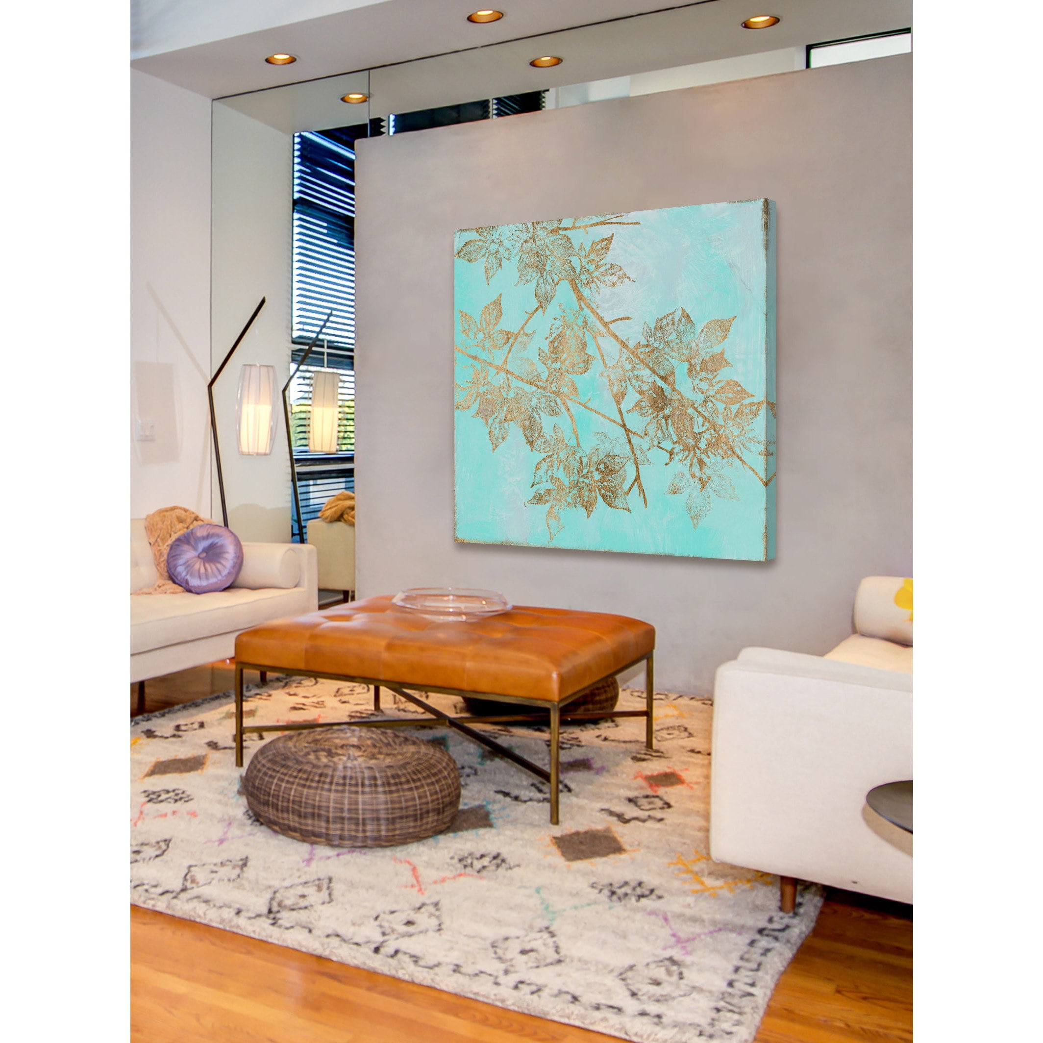 Marmont Hill "Aqua & Gold Maple I" Painting Print on Wrapped Canvas