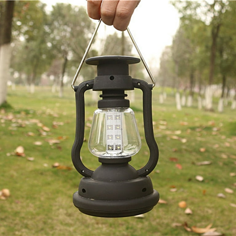  Electric LED Camping Lantern for Emergency, 3000 Large Capacity  Solar Hand Crank Flashlight with 8H Play Time, Collapsible Survival Light,  USB Charger for Cellphone, Must-Have Light for Power Outage : Sports
