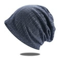 thumbnail image 2 of 1PC Hat Blue Cotton Men's And Women's Lightweight Slouch Beanie Solid Color Knitted Hats Soft Hat for Autumn And Winter, 2 of 2