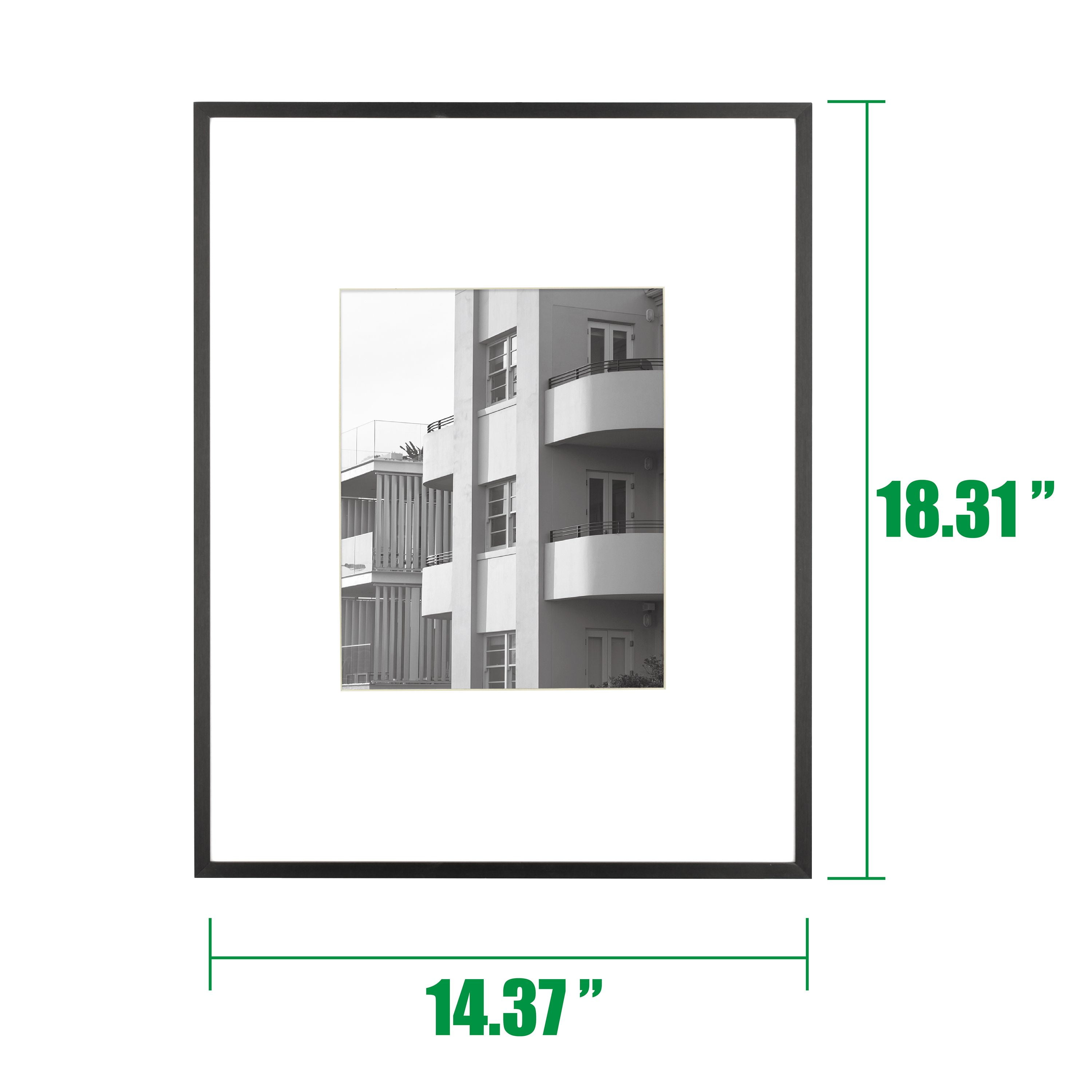 Better Homes & Gardens 14x18 Matted to 8x10 Metal Gallery Wall Picture Frame, Black, Non Glare