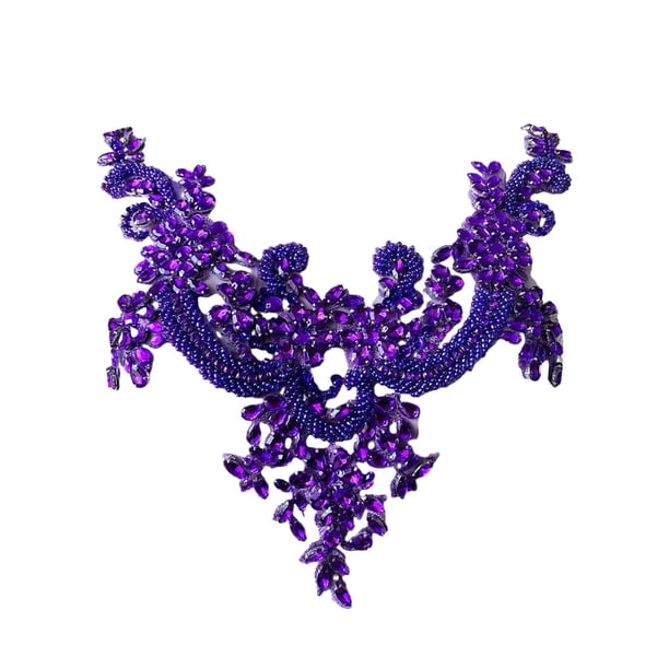 Qarigey Apliques de diamantes de imitación hermosos y fáciles de coser, parches para adornos de cuentas, parches para vestidos de novia y Ropa, zapatos y accesorios Miscelánea púrpura