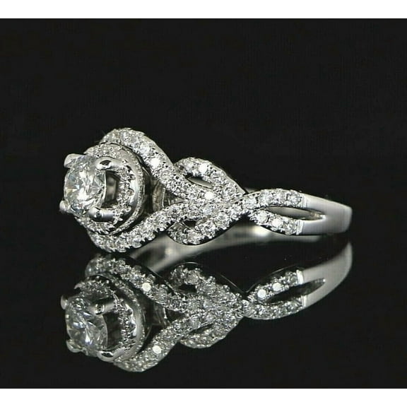 2 Carat Round Cut Moissanite Engagement Ring 14k White Gold Plated