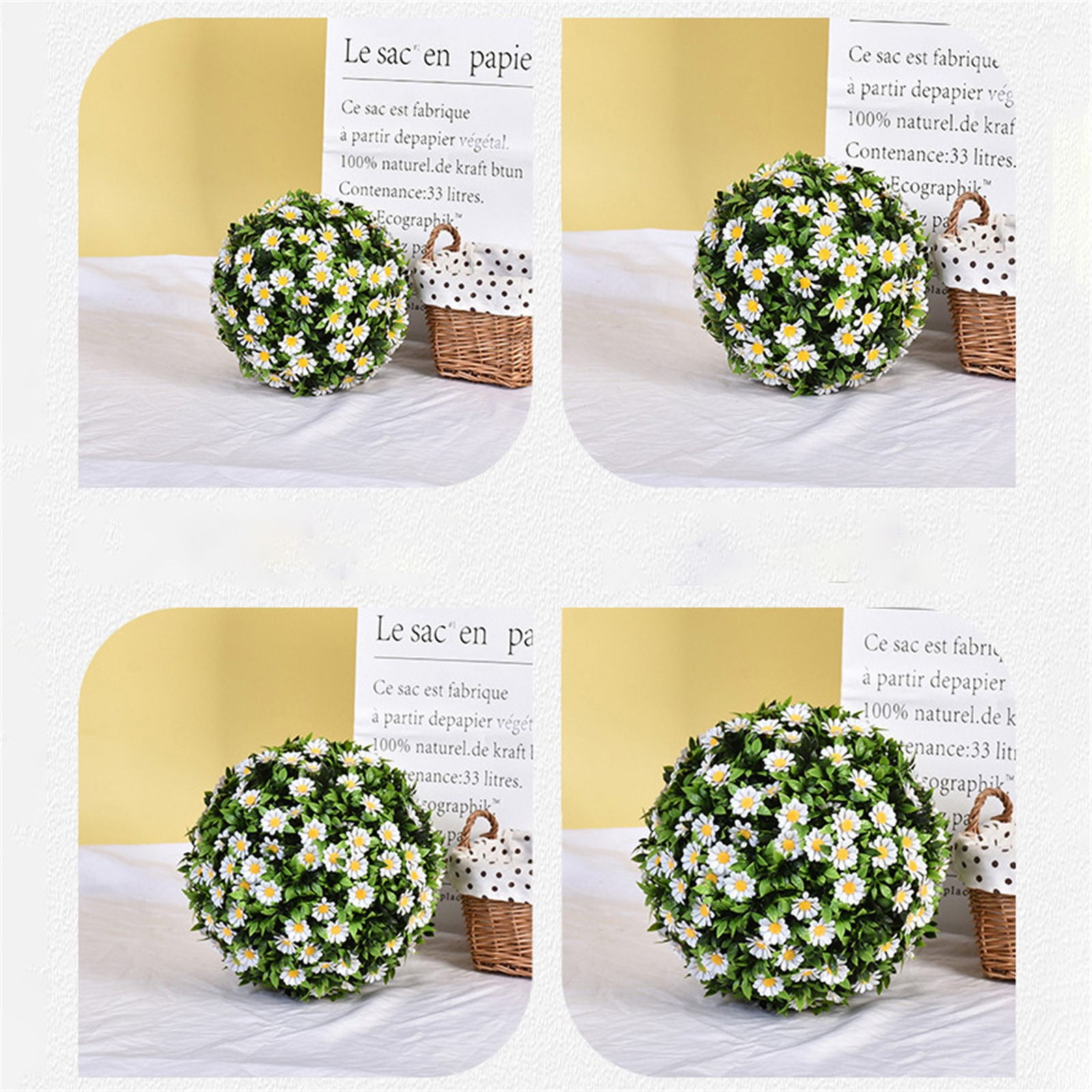 Yuoaen Household Imitation, White Flower Ball Outer Diameter 45Cm, Artificial, 2*Hemisphere, Clearance Sale