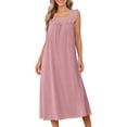 thumbnail image 4 of Admvng Women's Nightgown Sleeveless Square Neck Pajama Ruffled Straps Casual Sleep Dress, 4 of 9