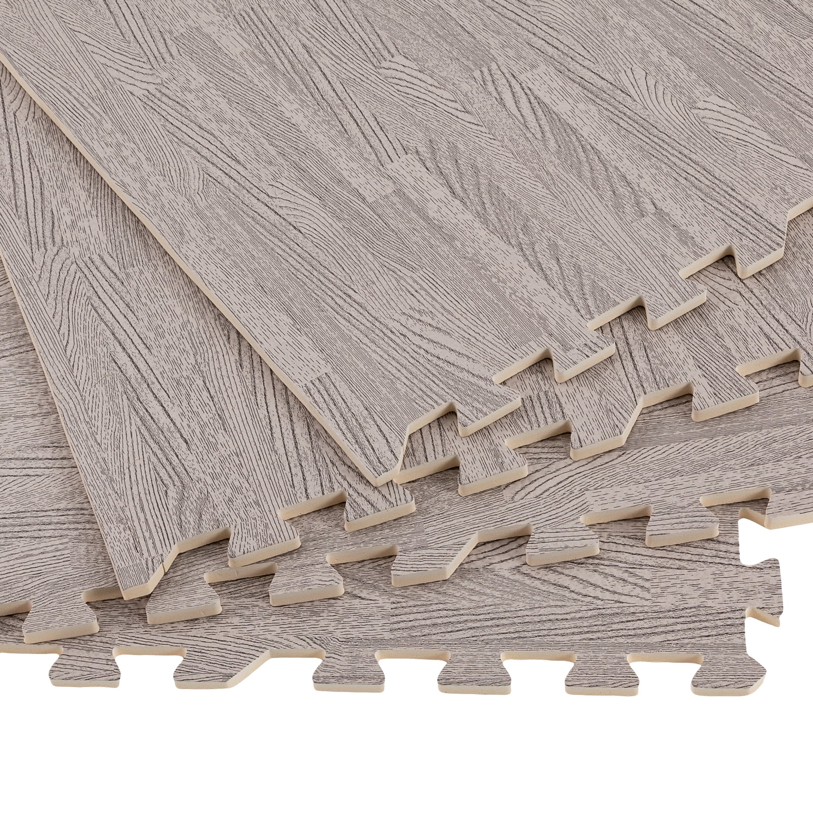 25PCS Floor Mat, EVA,PE Foam Interlocking Mat Puzzle Exercise Mat 24''L x24''W Grey Wood Grain