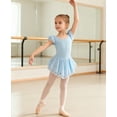 thumbnail image 4 of Aideaone Girls Ballet Dance Dress Toddler Leotards Ruffle Sleeve Shiny Ballet Tutu Skirt Blue 2-9T, 4 of 8