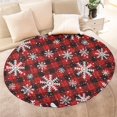 thumbnail image 4 of Red and Black Christmas Snowflake Pattern Round Blanket,Comfortable Soft Flannel Throw Blanket,All Season,Warm Lightweight Blankets for Sofa Bed Couch Living Room Chair 60"x60", 4 of 5