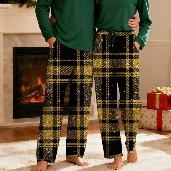 Pantalones de pijama largos para hombre, informales, con estampado a cuadros, holgados, deportivos, elásticos, rectos, vintage, con bolsillos