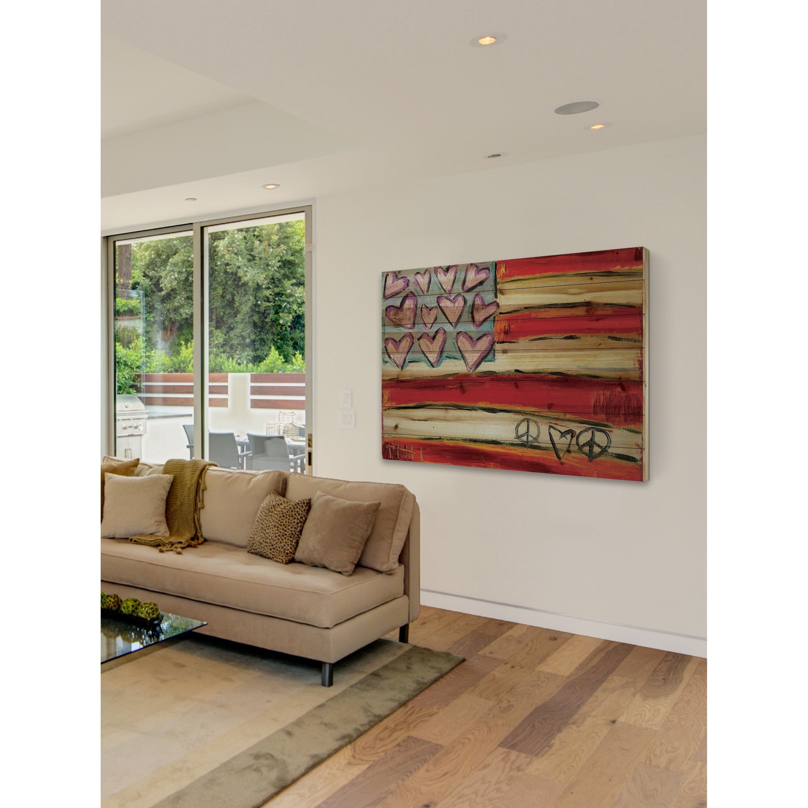 Marmont Hill "Heart Flag" by Tori Campisi Painting Print on Natural Pine Wood