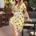 thumbnail image 3 of Rateoe Sunflowers Bee Pattern Women’s Short Sleeve Dress – Casual Elegant Summer A-Line Dress for Everyday Wear, 3 of 6