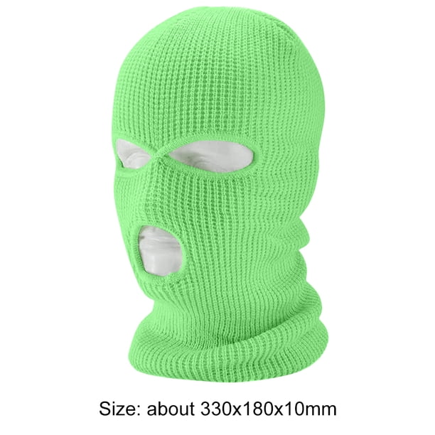 Máscara de esquí pasamontañas de punto de 3 agujeros con capucha de ciclismo de cara completa (verde fluorescente) Hugtrwg Accesorios para bicicletas