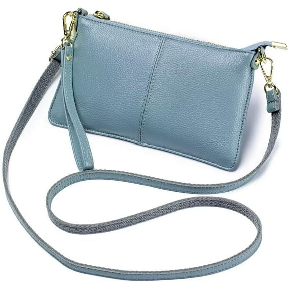 MMYGU Small Crossbody Bag for Women Genuine Leather Clutch Purse Vintage Phone Bag with Detachable Wrist and Shoulder Straps
