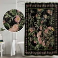 thumbnail image 5 of Black Spring Floral Shower Curtain, Waterproof Shower Curtains for Bathroom, Elegant Pastoral Flowers Birds Retro Art Washable Fabric Bathtub Curtain Set Bath Decor with 12 Hooks 48"x72", 5 of 8