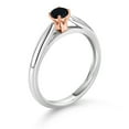 thumbnail image 3 of Gem Stone King 925 Silver and 10K Rose Gold Black Onyx Solitaire Engagement Ring for Women (0.13 Cttw, Gemstone December Birthstone, Round 3.5MM, Size 5), 3 of 4